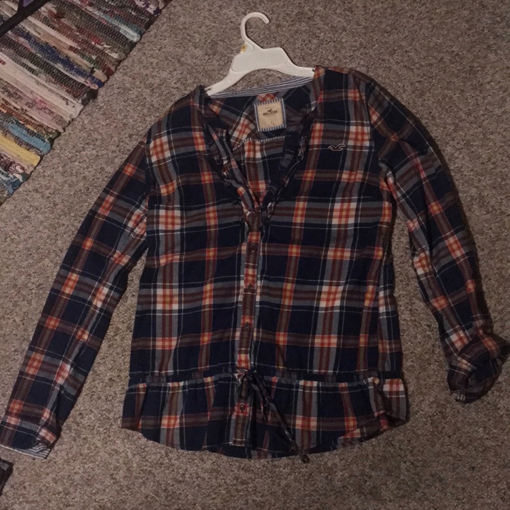 Hollister Brand button down flannel blouse Size L